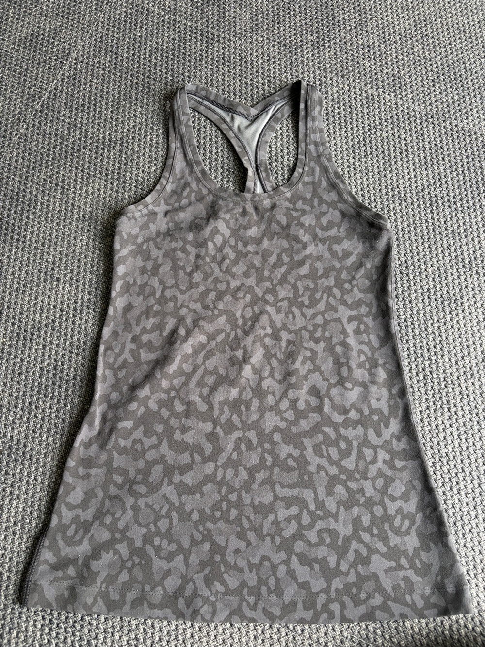 lululemon Black/Gray Leopard Print Women’s Racerback Tank Top